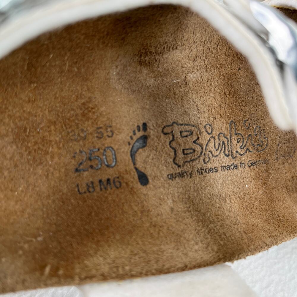 Birki's Sandals Silver White Adjustable Buckles L8M6 - Picture 8 of 9